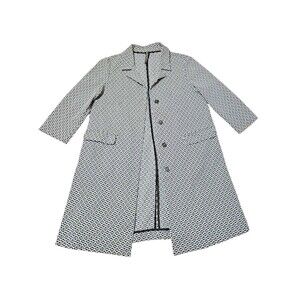 LIVIANA CONTI Women's Black White Geometric Print Coat Sz 44 Large US 6 Designer